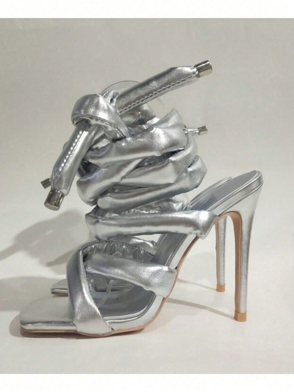 Women Square Toe Ankle Wrap High Heel Sandals | Cross Strap Roman Party Heels, Large Size