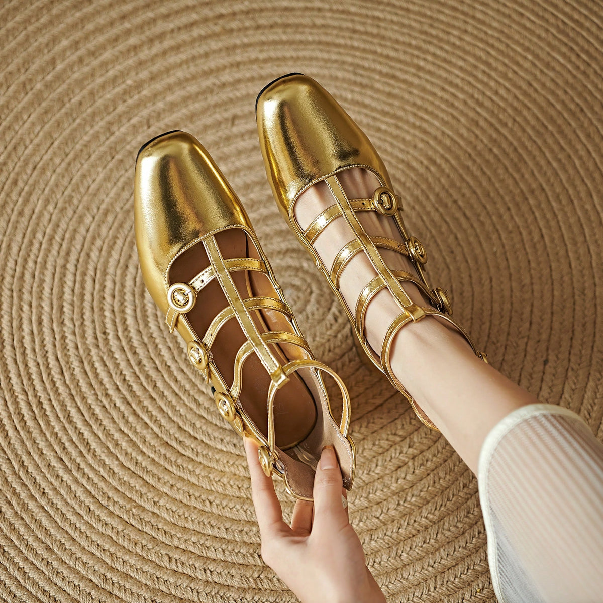 Patent Mary Jane Low Heel Goth Heels | ENMAYER