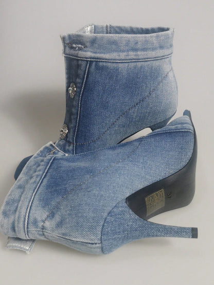 High Heel Peep Toe Sandals – Thin Heel Buckle High-Top Square Toe