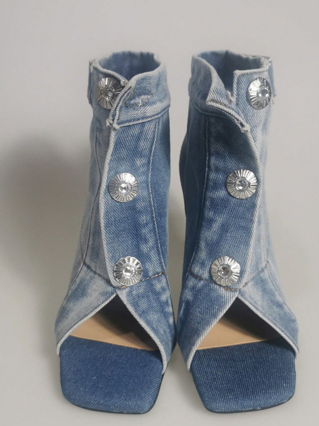 New Arrival Catwalk Thin High Heel High-Top Peep Toe Buckled Slippers Square Toe Sandals