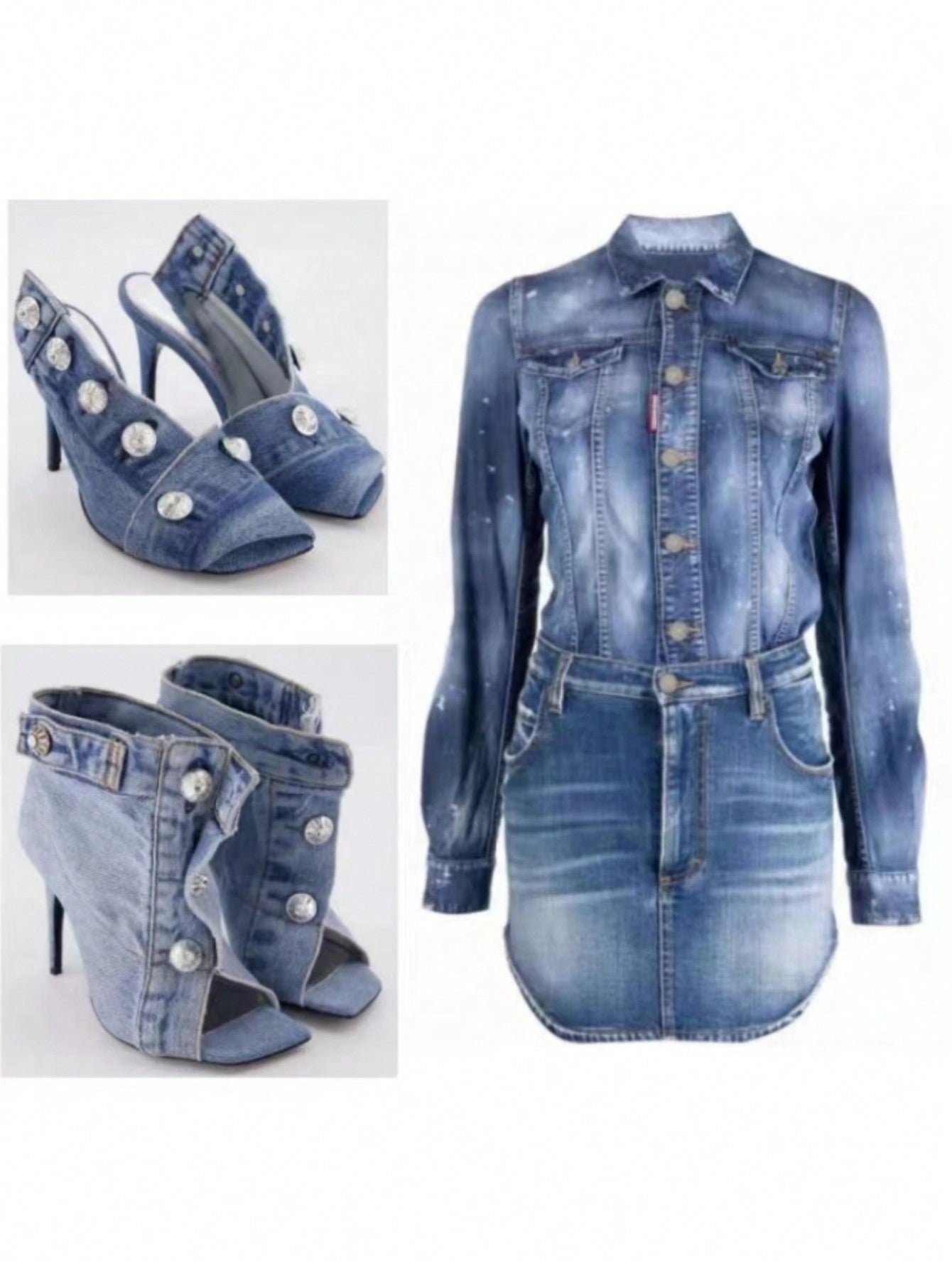 New Arrival Catwalk Thin High Heel High-Top Peep Toe Buckled Slippers Square Toe Sandals