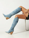 Large Size Niche Split Western Pointed Super High Heel High Tube Slim Cigarette Pants Boots
