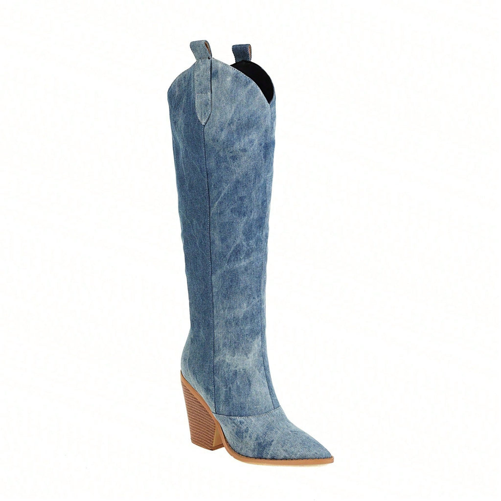 Large Size Niche Split Western Pointed Super High Heel High Tube Slim Cigarette Pants Boots