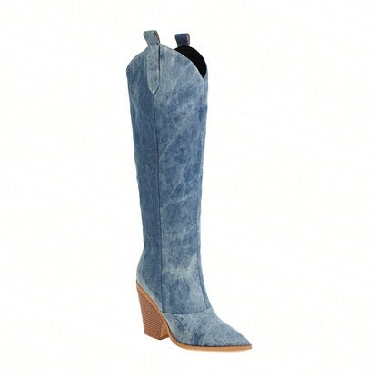 Women's Western Pointed Split High‑Tube Super High Heel Boots | Large Size