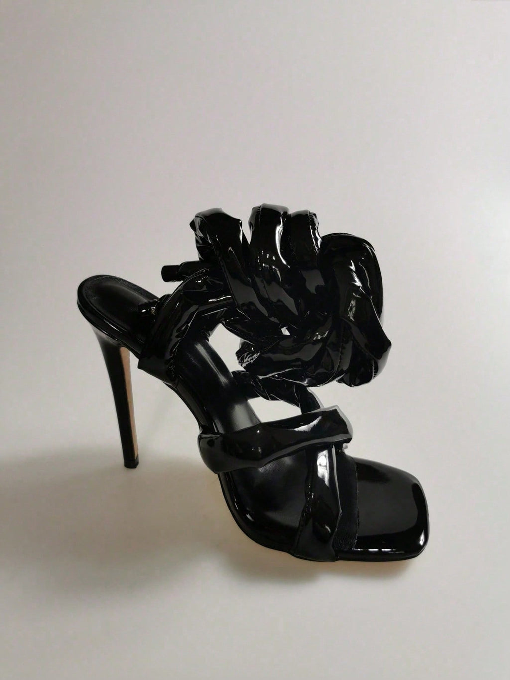 Women Square Toe High Heel Sandals Cross Strap Ankle Wrap Fashion Show Large Size Roman Shoes