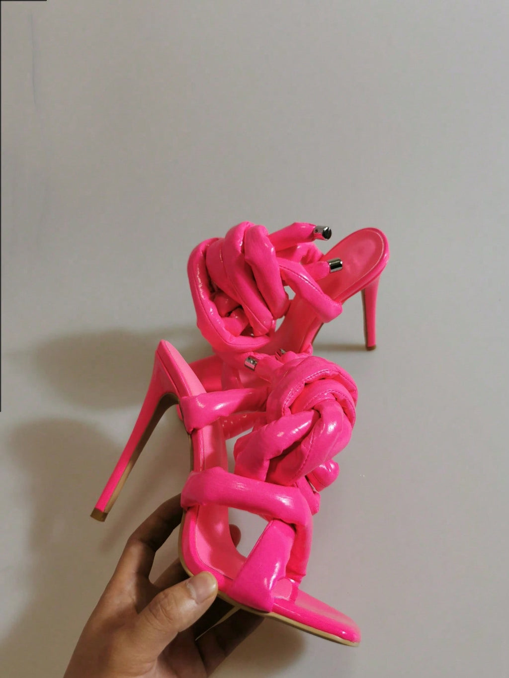 Women Square Toe High Heel Sandals Cross Strap Ankle Wrap Fashion Show Large Size Roman Shoes