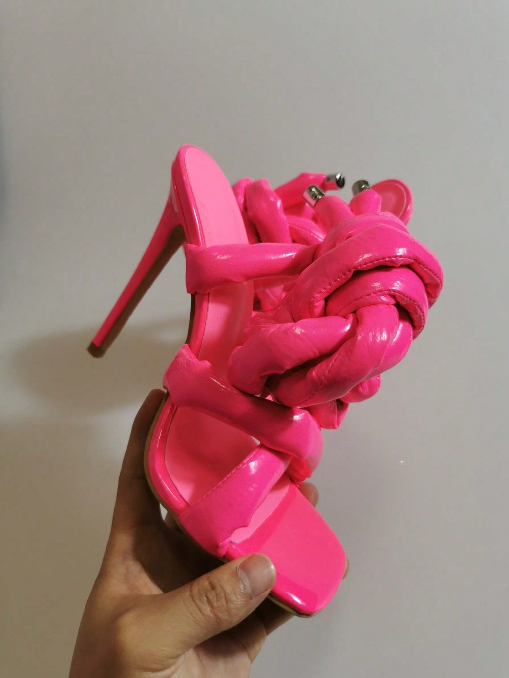 Women Square Toe High Heel Sandals Cross Strap Ankle Wrap Fashion Show Large Size Roman Shoes