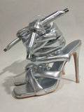 Women Square Toe High Heel Sandals Cross Strap Ankle Wrap Fashion Show Large Size Roman Shoes