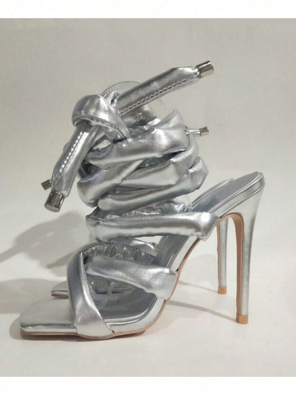 Women Square Toe High Heel Sandals Cross Strap Ankle Wrap Fashion Show Large Size Roman Shoes