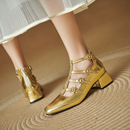 Patent Mary Jane Low Heel Goth Heels | ENMAYER