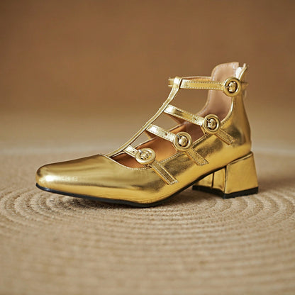 Patent Mary Jane Low Heel Goth Heels | ENMAYER