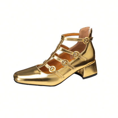 Patent Mary Jane Low Heel Goth Heels | ENMAYER