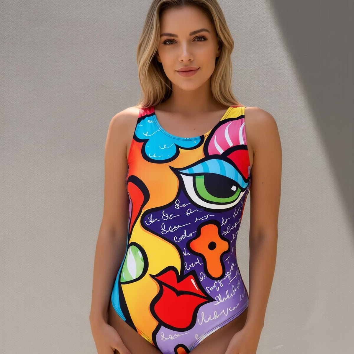 New Sexy One-Piece Fitness Swimsuit with Tropical Print Color for Beach Vacation Swimming Women