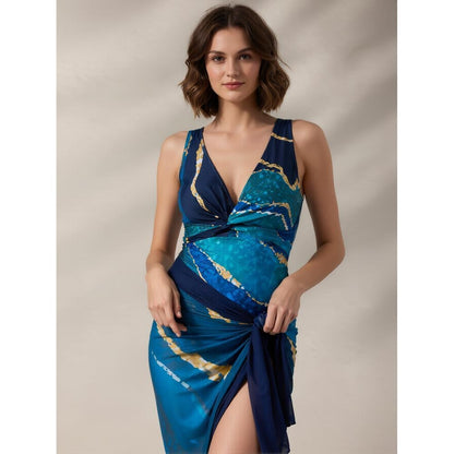 Floral Print Wrap Sarong Sunscreen Suit - Women's Fashion SwimsuitHigh Quality Women's Swimsuit for Summer Holidays and Tropical Getaways