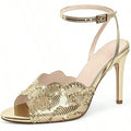 Rhinestone Heeled Sandals Open Toe Ankle Strap Stiletto High Heels Dressy Wedding Party Glitter Summer Sandals