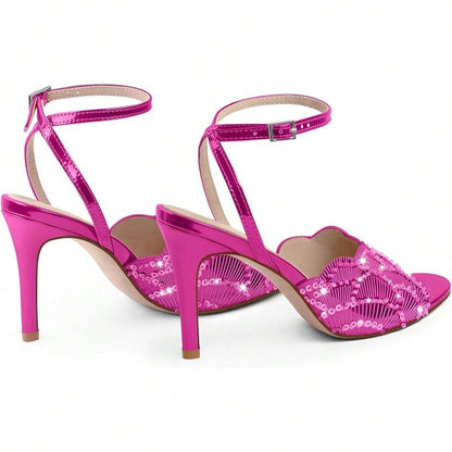 Women's Rhinestone Stiletto Heel Sandals | Ankle Strap Open‑Toe for Wedding & Party