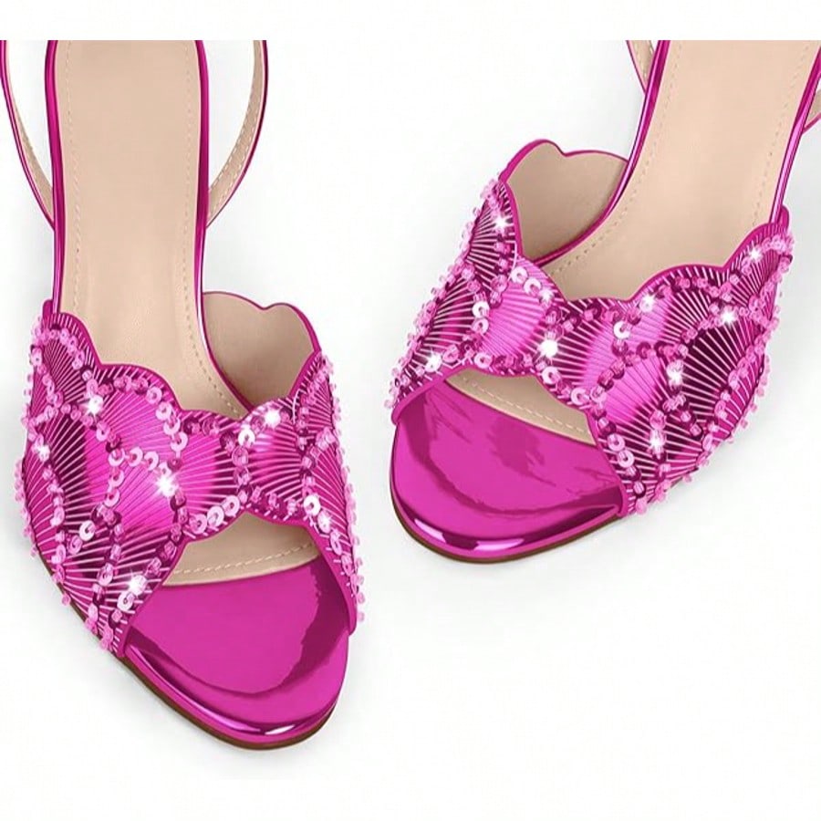Rhinestone Heeled Sandals Open Toe Ankle Strap Stiletto High Heels Dressy Wedding Party Glitter Summer Sandals