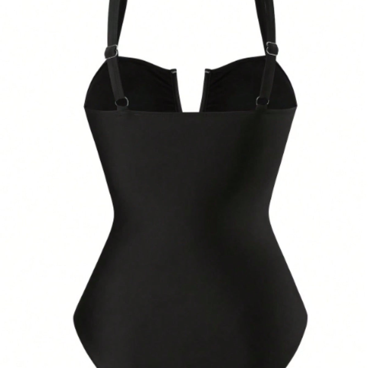 New V Notch Spaghetti Strap One Piece Swimsuit with Tropical Print Sarong Wrap Skirt Two Piece Set