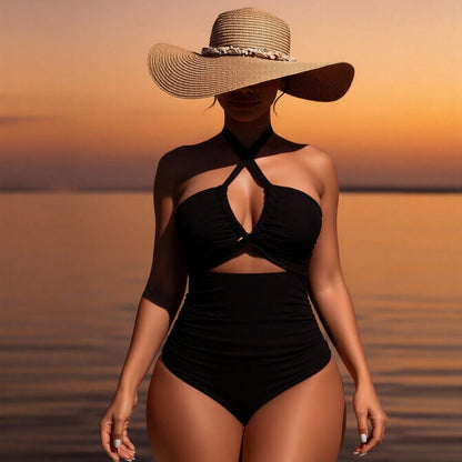Women's Swimsuit for Beach Vacation Summer Swimwear with High Neck and Side Slit