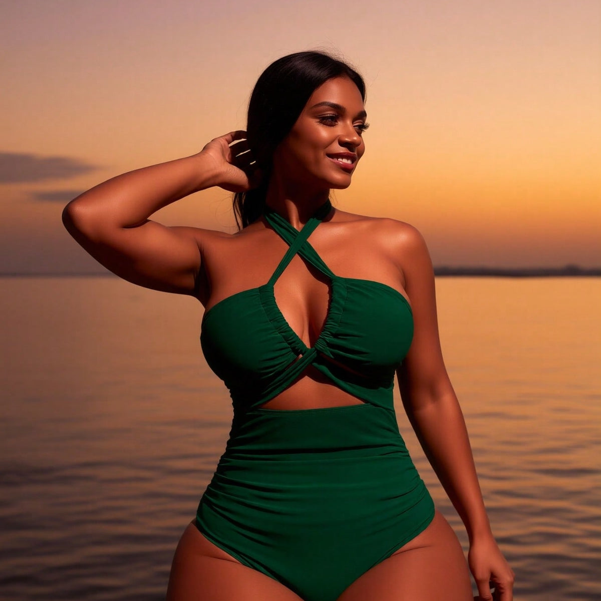Sexy Cross Halter Hollow Back Slim Fit Beach Holiday Swimsuit For Women