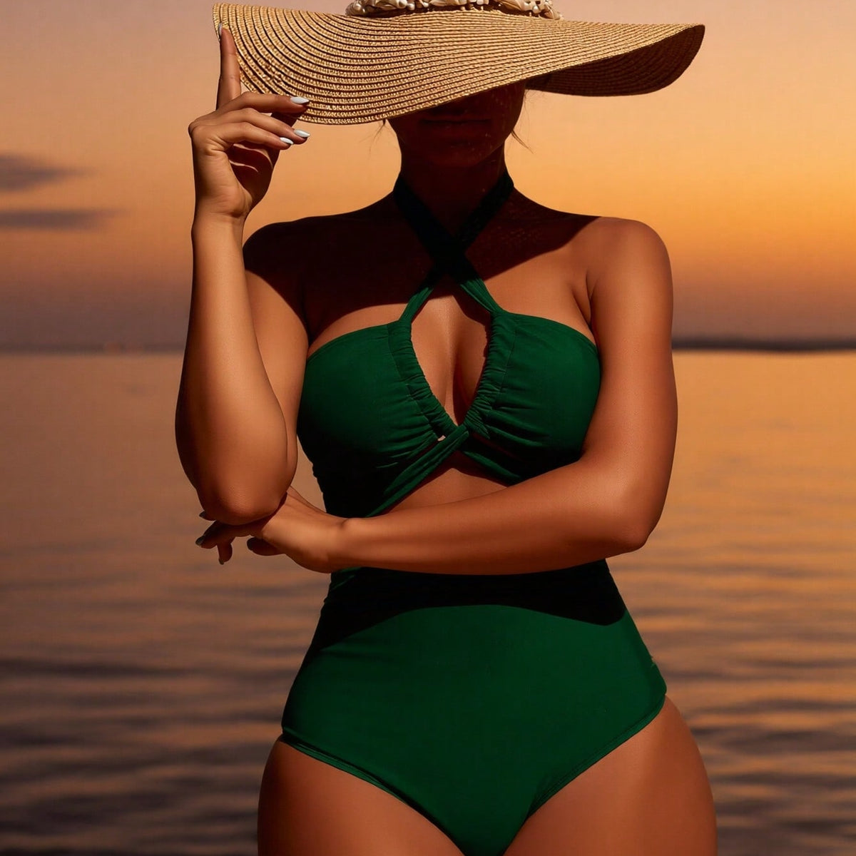 Sexy Cross Halter Hollow Back Slim Fit Beach Holiday Swimsuit For Women