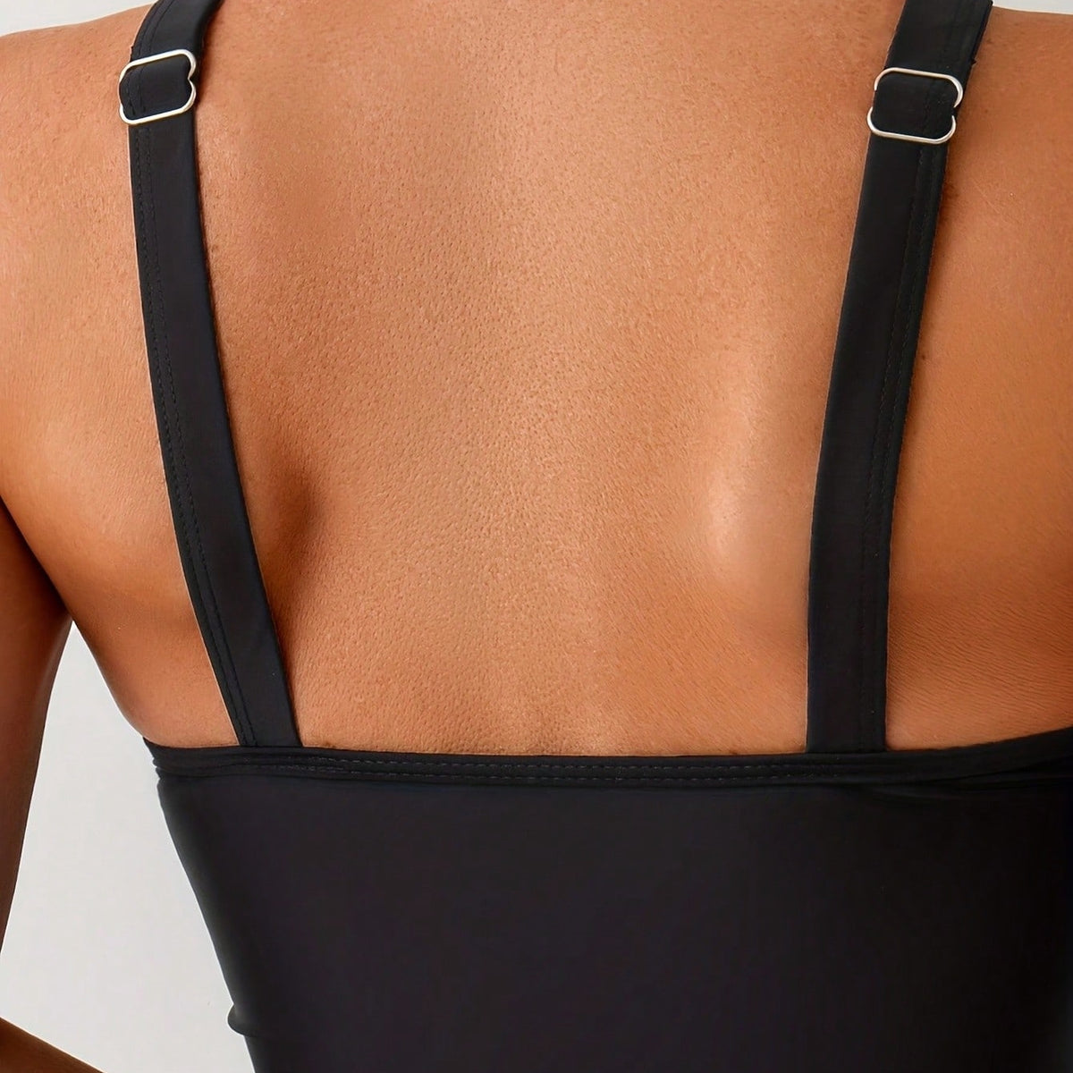 New Women's Tankini Set - High Waist Bottoms with Ruffle Trim Two Piece Swimwear