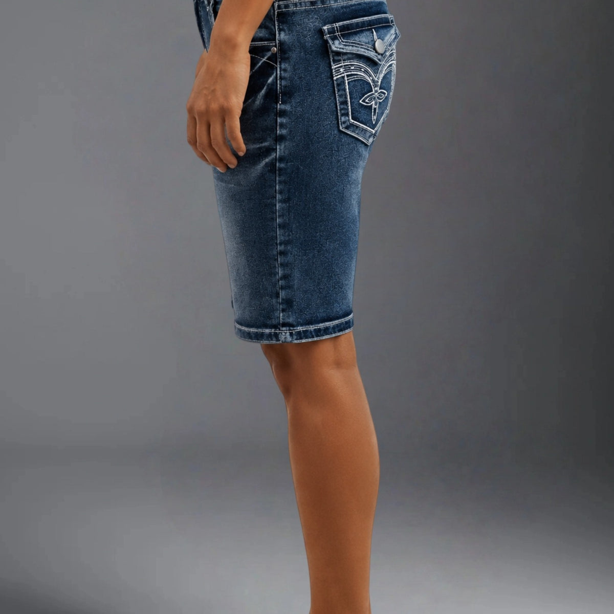 Women High Waist Stretch Slim Denim Bermuda Shorts Casual Mid Pants For Summer Cycling Daily Street Wear