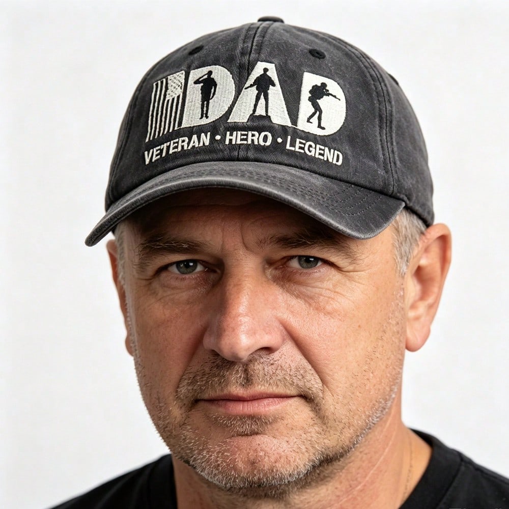 Veteran Dad Embroidered Cotton Baseball Hat Sun Hat Cap