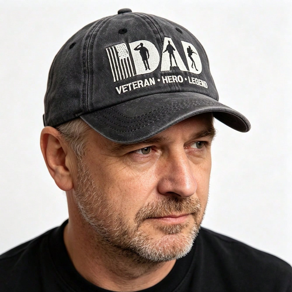 Veteran Dad Embroidered Cotton Baseball Hat Sun Hat Cap