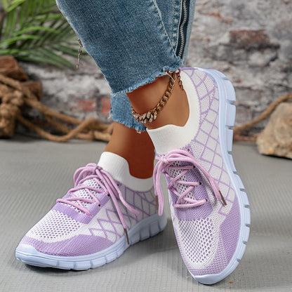 Colorblock Plaid Casual Sneakers