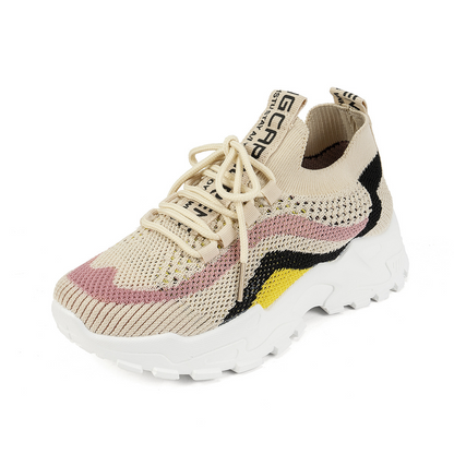 Women's Colorblock Mesh Lace-Up Casual Shoes